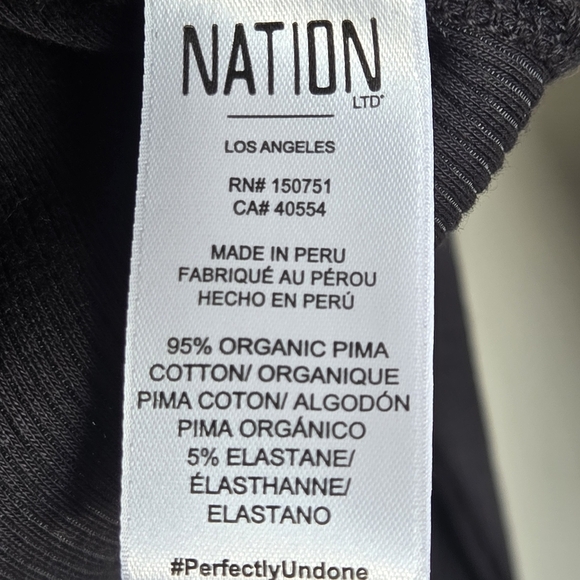 Nation LTD Fanny Ruffle Black Tie-Front Long Sleeve Ribbed Top Jet Black Size L - Picture 6 of 8